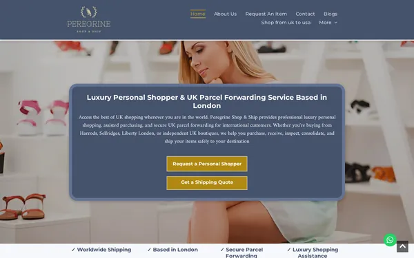Homepage of Peregrine Shop & Ship